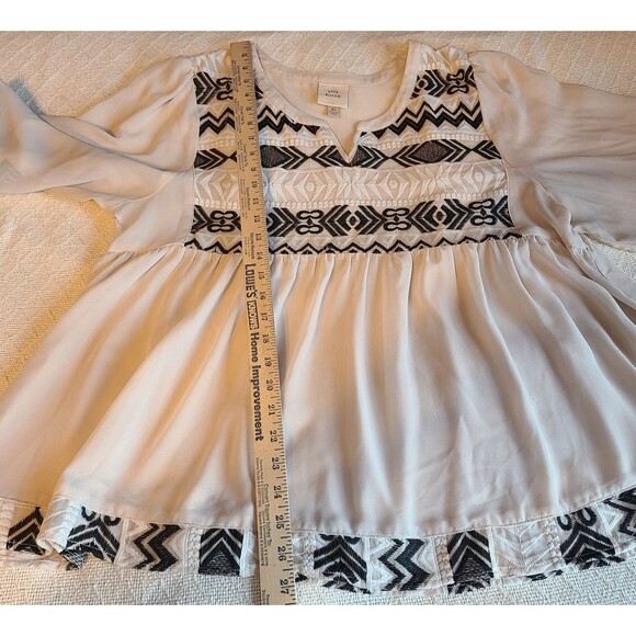 Knox Rose Womens XL Boho Embroidered Tribal Print Empire Waist Blouse Sheer - Picture 9 of 10